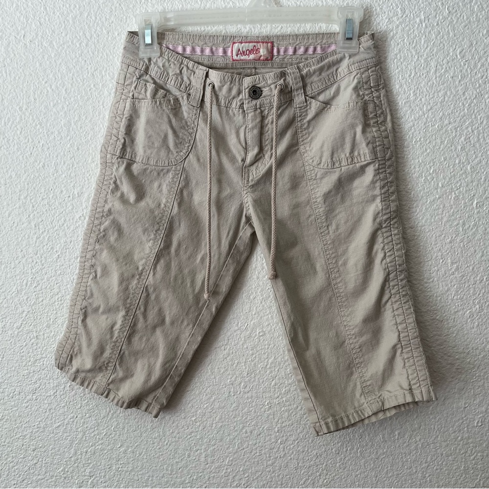 Angels Vintage Y2K Tan Capri Pants Size 1 Drawstring Pockets Gorpcore Crop